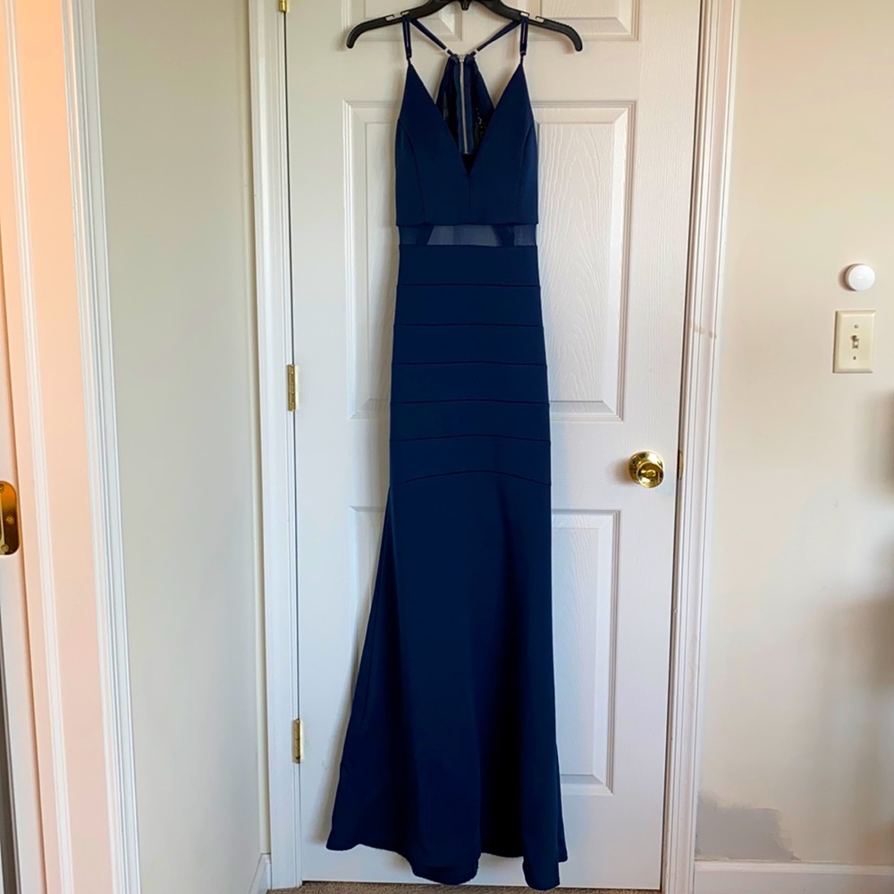 Emerald Sundae floor length, navy blue gown, Large
